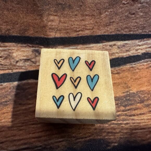 Hearts Rubber Stamp Wood Mounted Love Valentine Craft Scrapbooking Cards - Picture 1 of 9